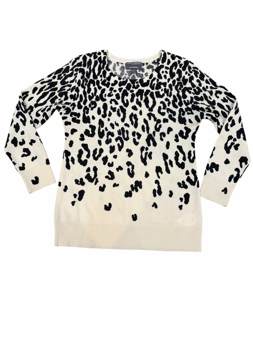 A Pea in the Pod 100% Cashmere Maternity Leopard Print Sweater Cream Black Size